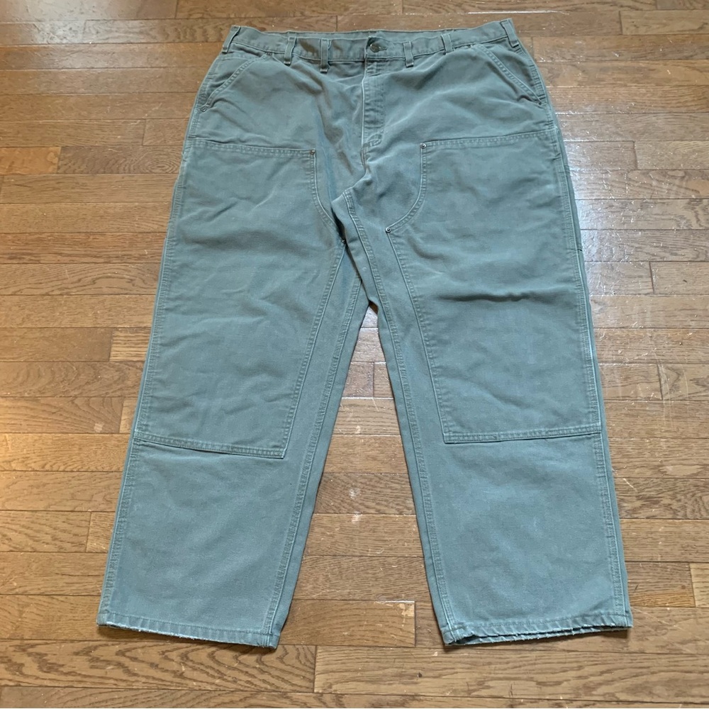 Carhartt B136 Double Front Washed Duck Loose Fit Work Pant  44 X 30 Moss  Canvas